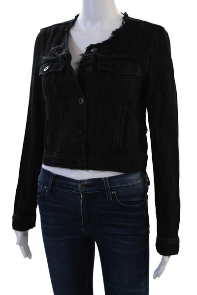 Paige Womens Black Button Front Long Sleeve Grunge Jacket Cotton Rayon Size XS