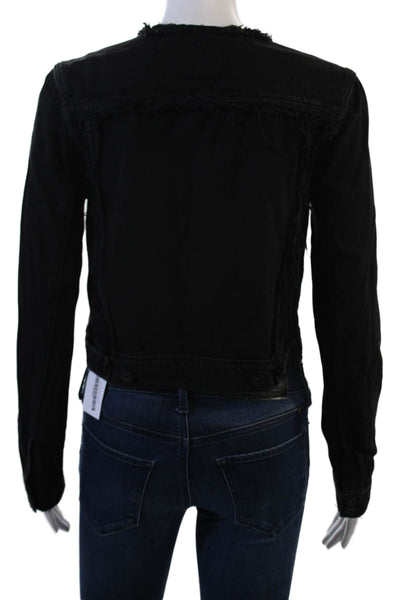 Paige Womens Black Button Front Long Sleeve Grunge Jacket Cotton Rayon Size XS