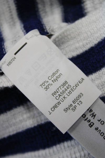 J Crew Unisex Cardigan Dark Blue Striped V-Neck Button 3/4 Sleeve Size S