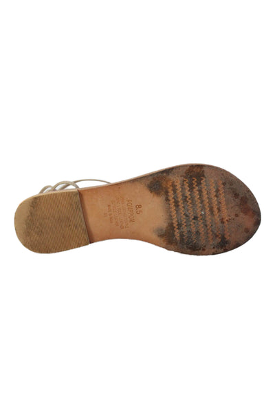 Steve Madden Womens Embroidered Pom Pom Strappy Sandals Brown Size 8.5