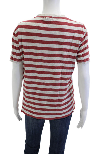 Alex Mill Mens Red Striped Crew Neck Short Sleeve T-Shirt Cotton Blend Size S