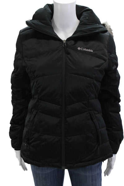 Columbia Sportswear Womens Black Quilted Puffer Parka Jacket Zip Size S