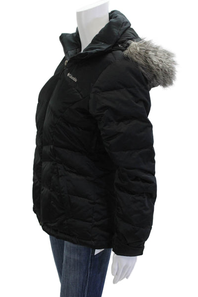 Columbia Sportswear Womens Black Quilted Puffer Parka Jacket Zip Size S