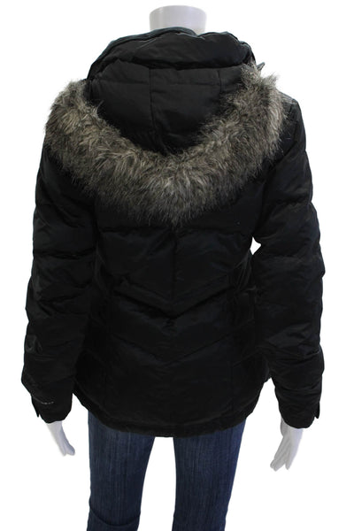 Columbia Sportswear Womens Black Quilted Puffer Parka Jacket Zip Size S