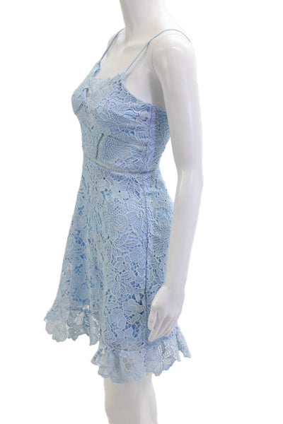 Aqua Womens Light Blue Floral Fit & Flare Mini Dress Sleeveless Size XS