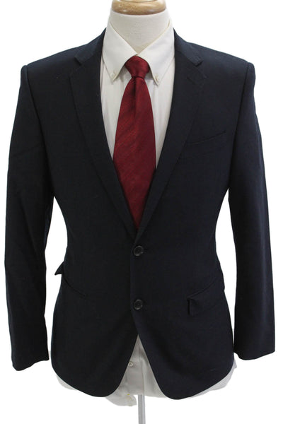 Uniqlo Mens 2 Piece Classic Wool Suit Jacket Dark Blue Size XS