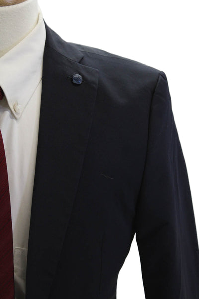 Zara Man Mens Dark Blue Classic Collared Button Blazer Size 36