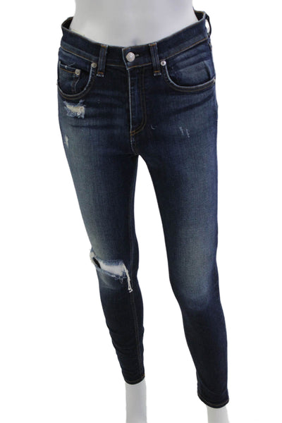 Rag & Bone Jean Womens Ankle Skinny Dark Blue High Rise Jeans Size 26