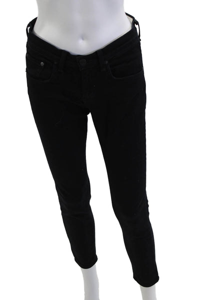 Rag & Bone Jean Women Skinny Ankle Jeans Black Low Rise Button Size 26