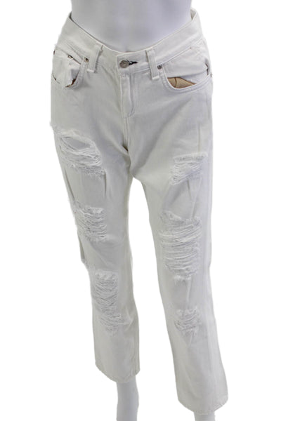 Rag & Bone Jean Women White Cropped Boyfriend Jeans Size 26