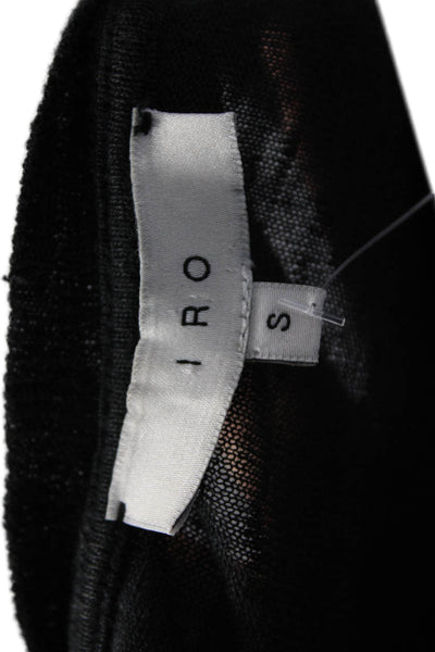 IRO Women Basic Black Linen Long Sleeve T Shirt Round Neck Size S