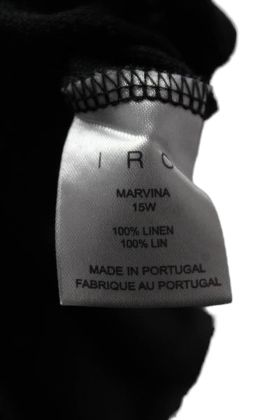 IRO Women Basic Black Linen Long Sleeve T Shirt Round Neck Size S