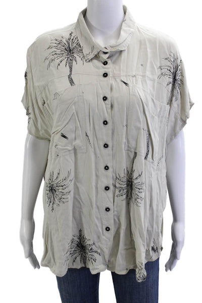 One Teaspoon Women Tunic Button Up Collared Batwing Viscose Beige Size S