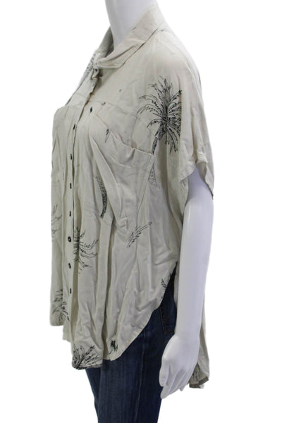 One Teaspoon Women Tunic Button Up Collared Batwing Viscose Beige Size S