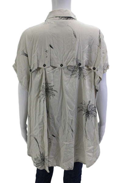 One Teaspoon Women Tunic Button Up Collared Batwing Viscose Beige Size S