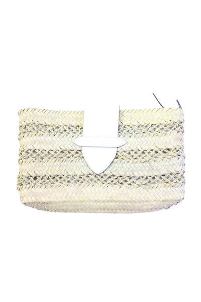 Poolside Womens Woven Straw Clutch Bag Beige