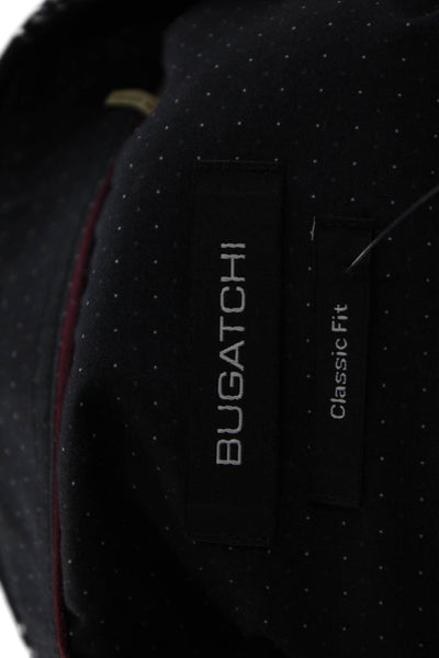 Bugatchi Mens Button Front Long Sleeve Collared Plaid Shirt Black White Size XL