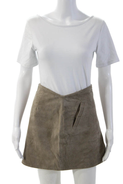 Blank NYC Women A-Line Mini Leather Skirt Brown Size 26