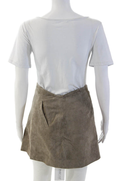 Blank NYC Women A-Line Mini Leather Skirt Brown Size 26
