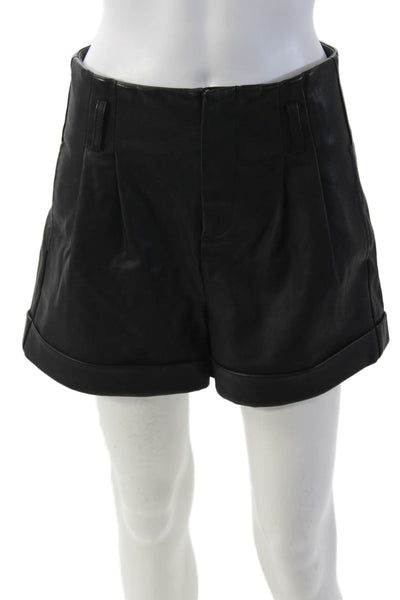 Blank NYC Unisex Biker Vegan Leather Zip Shorts Black Size 26