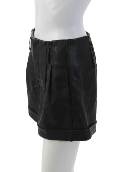 Blank NYC Unisex Biker Vegan Leather Zip Shorts Black Size 26