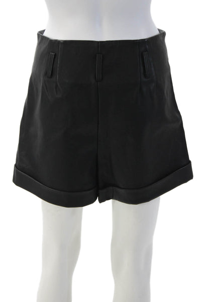 Blank NYC Unisex Biker Vegan Leather Zip Shorts Black Size 26