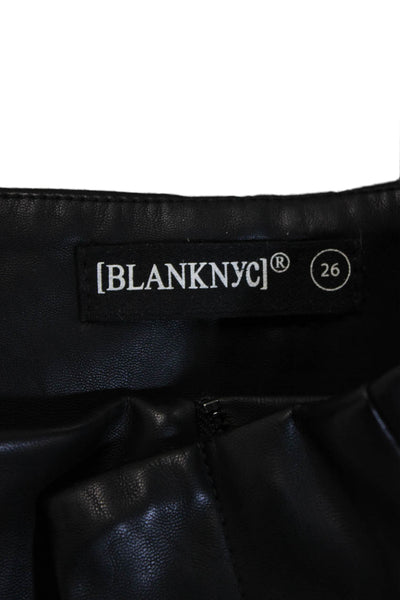 Blank NYC Unisex Biker Vegan Leather Zip Shorts Black Size 26
