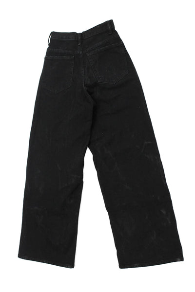 Zara Unisex Wide Leg Black High Rise Jeans Size 0