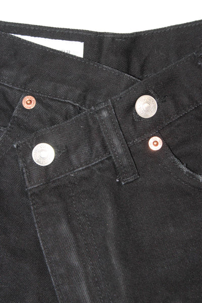 Zara Unisex Wide Leg Black High Rise Jeans Size 0