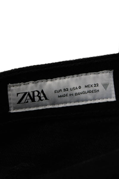 Zara Unisex Wide Leg Black High Rise Jeans Size 0