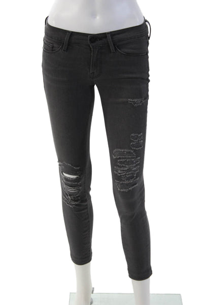 Frame Denim Womens Ankle Skinny Jeans Dark Gray Low Rise Size 24