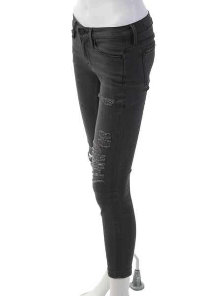 Frame Denim Womens Ankle Skinny Jeans Dark Gray Low Rise Size 24