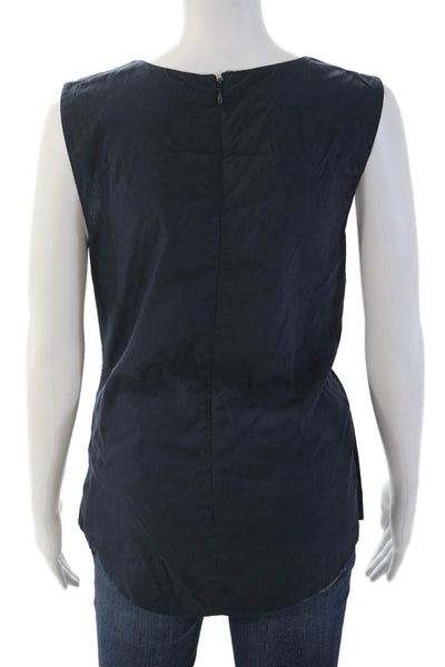Zara Basic Women Dark Blue Cotton Blend Sleeveless Round Neck Tank Size XS