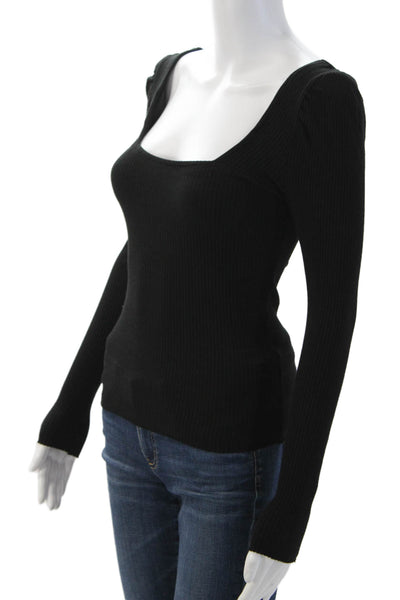 The Range Womens Sweater Black Square Neck Long Sleeve Viscose Spandex Size XS