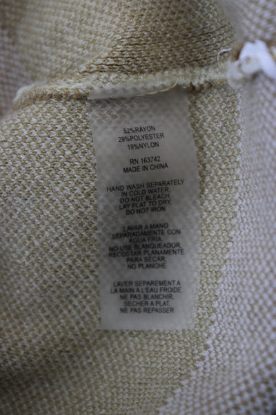 Tahari Unisex Pullover Sweater Beige Mock Neck Long Sleeve Size M