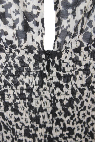 Rebecca Taylor Women Sheath Dress Beige Animal Print 3/4 Sleeve Button Size L