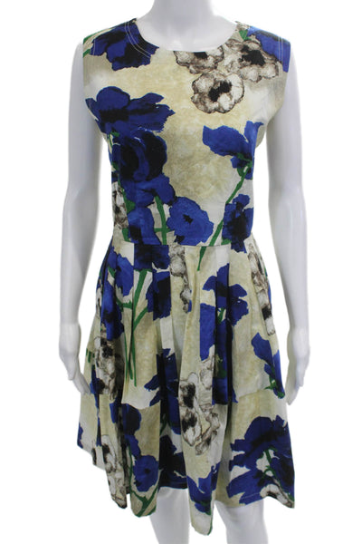 Samantha Sung Womens Fit & Flare Silk Floral Knee Length Dress Size 6