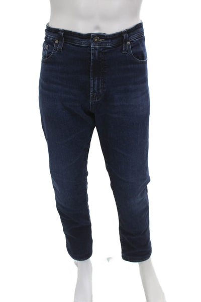 AG Adriano Goldschmied Mens Straight Jeans Dark Blue Button Fly Size 36