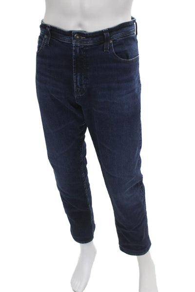 AG Adriano Goldschmied Mens Straight Jeans Dark Blue Button Fly Size 36
