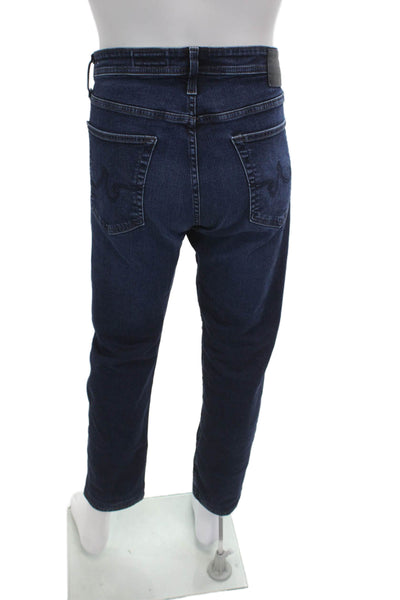 AG Adriano Goldschmied Mens Straight Jeans Dark Blue Button Fly Size 36