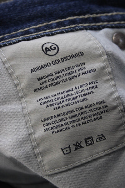 AG Adriano Goldschmied Mens Big Tall Cropped Straight Dark Blue Jeans Size 36