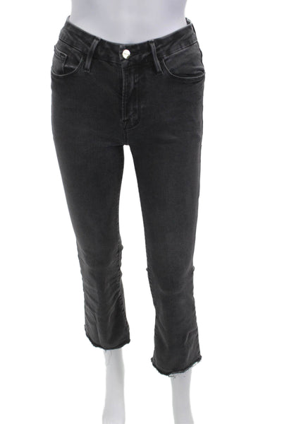 Frame Womens Cropped Skinny Jeans Dark Gray Size 25