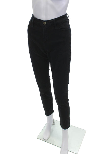 Frame Denim Womens Ankle Cropped Jeans Black Mid Rise Button Size 31