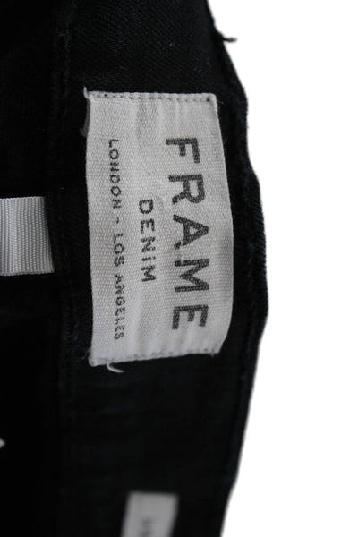 Frame Denim Womens Ankle Cropped Jeans Black Mid Rise Button Size 31