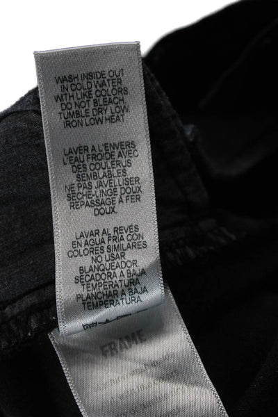 Frame Denim Womens Ankle Cropped Jeans Black Mid Rise Button Size 31