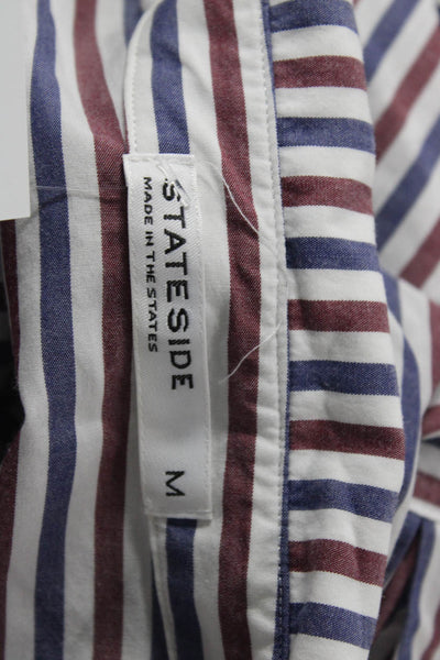 Stateside Women Striped Collared Cotton Button-Up Long Sleeve 90s Blue Size M