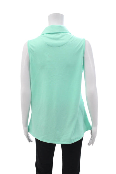 Pebble Beach Collection Womens Sleeveless Collared Polo Light Blue Size L