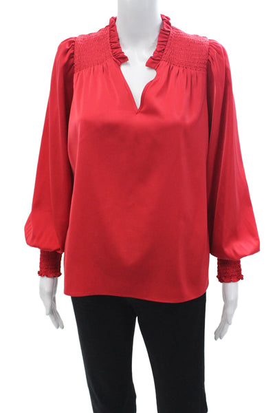 Willa Story Women Red Tunic Blouse Long Sleeve Polyester Size M