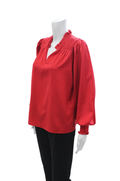 Willa Story Women Red Tunic Blouse Long Sleeve Polyester Size M