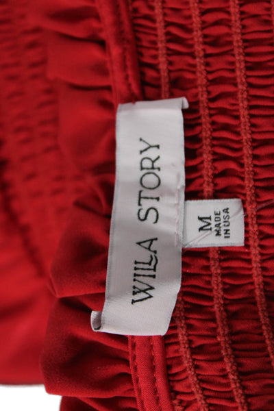 Willa Story Women Red Tunic Blouse Long Sleeve Polyester Size M